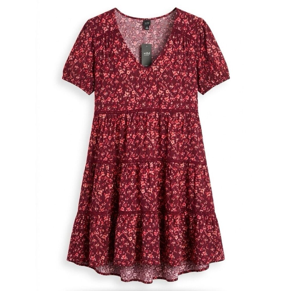 Pink and Purple Paisley Peasant Dress Size M NEW
